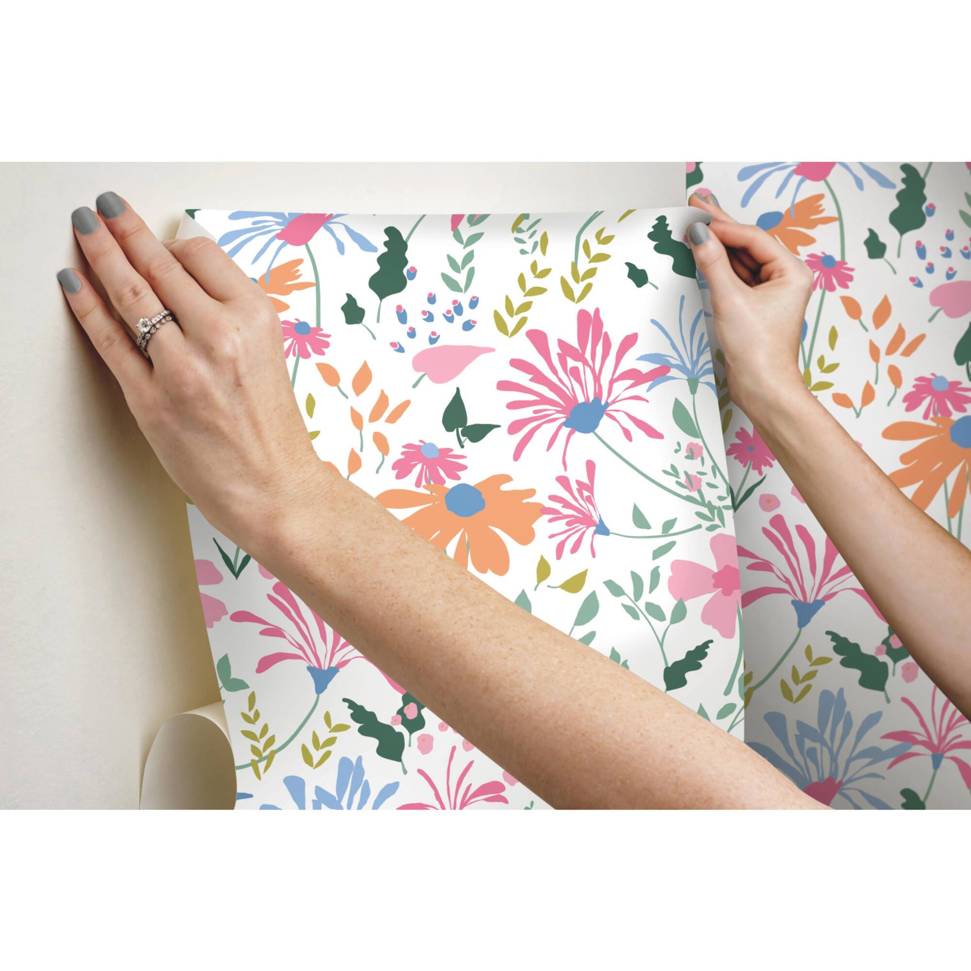 RoomMates Pink Bella Garden Peel & Stick Wallpaper